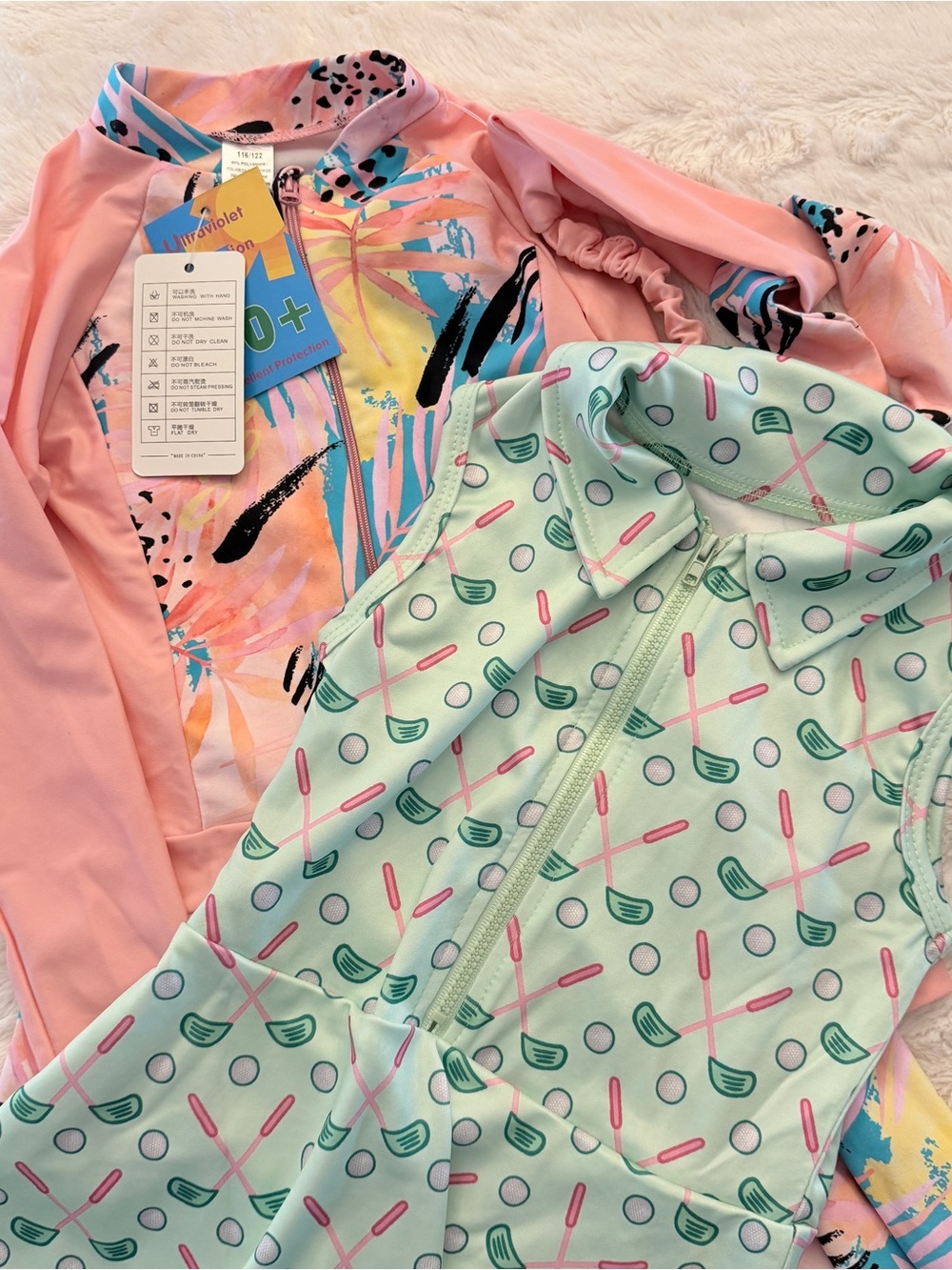 Girls Tennis Dress Lot of 2 Sz 6/8  Golf Print Sleeveless 50+SPF NEW! G
